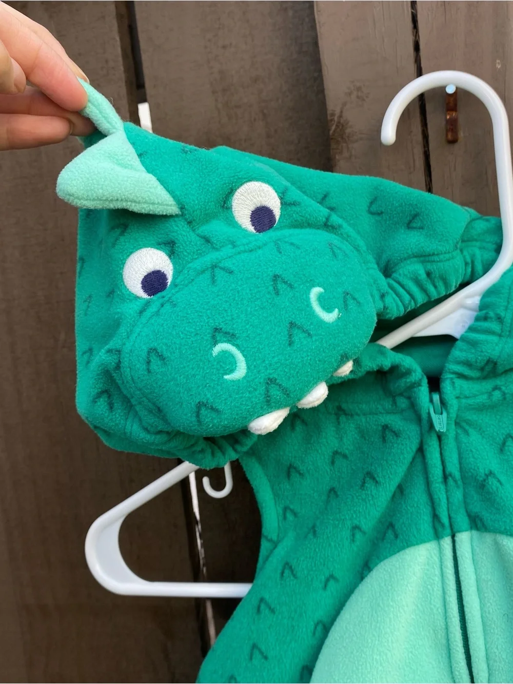Carter's Teal Dragon/Dinosaur Hooded One-Piece costume 12 months